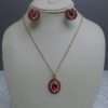 Beautiful Oval Having Red & White Crystals Set For Girls