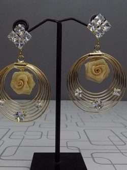 Stylish Spiral Shape Metallic Golden Earrings For Ladies