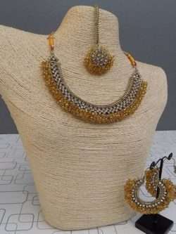Beautiful Full Of Champagne Colour Beads Jewellery Set
