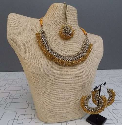 Beautiful Full Of Champagne Colour Beads Jewellery Set