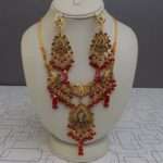Very Traditional Styled Golden With Red & Champagne Beads Set