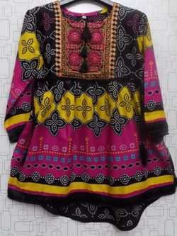 Multi-colour Embroidered Trendy Looking Lawn Kurti For Girls
