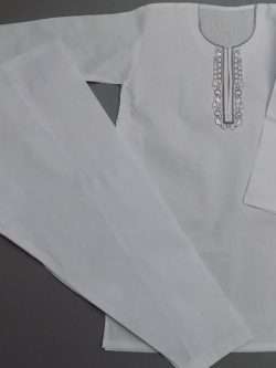 Traditional Pure Cotton White Embroidered Shalwar Kurta 3-Sizes