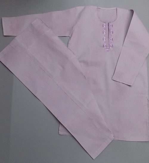 Traditional Pure Cotton Light Purple Embroidered Shalwar Kurta 3-Sizes
