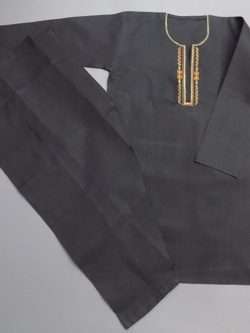 Traditional Pure Cotton Black Embroidered Shalwar Kurta 3-Sizes