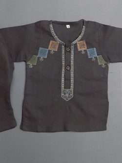 Umber Grey Rich Embroidered Lawn Kurta Pajama For Boys 4-Sizes