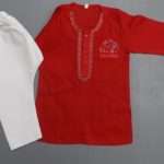Adorable Red White Embroidered Cotton Kurta Pajama 4 Boys 4-Sizes