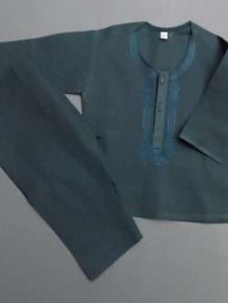 Pure Cotton Embroidered Independence Blue Shalwar Kurta 3-Sizes