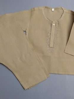 Pure Cotton Embroidered Sand Brown Shalwar Kurta 4 Boys 3-Sizes