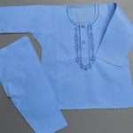 Casual Use Blue Embroidered Cotton Boys Shalwar Kurta 0 Size