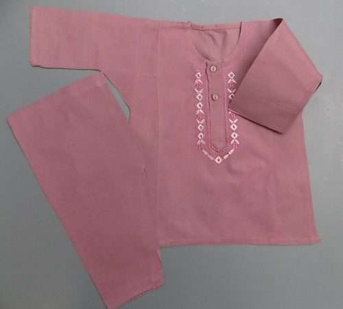 Tea Pink Embroidered Cotton For Casual Use Shalwar Kurta 3-Sizes