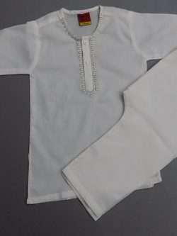 High Quality White Embroidered Lawn Kurta Pajama 4 Boys 2-Sizes