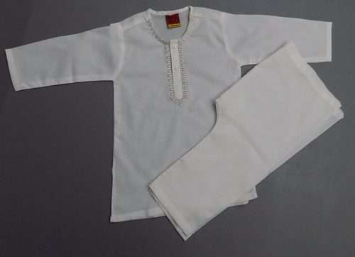 High Quality White Embroidered Lawn Kurta Pajama 4 Boys 2-Sizes