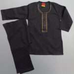 High Quality Black Embroidered Lawn Kurta Pajama 4 Boys 2-Sizes