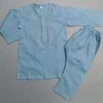 Beautiful Pigeon Blue Embroidered Lawn Kurta Pajama 4 Boys 4-Sizes