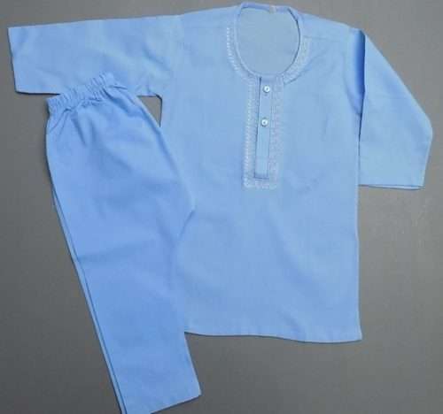 Cute Sky Blue Embroidered Lawn Kurta Pajama 4 Boys 4-Sizes
