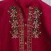Beautiful Floral Embroidered Ruby Pink Jacquard Kurti For Girls - Image 3