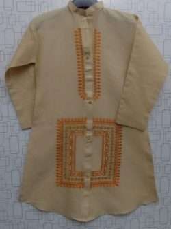 Beautiful Orange Embroidery on Skin Lawn Cotton Kurti For Girls