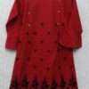 Elegant Red Colour Lawn Cotton Embroidered Kurti For Girls