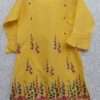 Cute Bright Yellow Lawn Cotton Embroidered Kurti For Girls