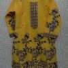 Lovely Yellow Lawn Cotton Floral Blue Embroidered Kurti For Girls