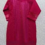 Rich Top To Bottom Embroidered Pink Lawn Cotton Kurti For Girls