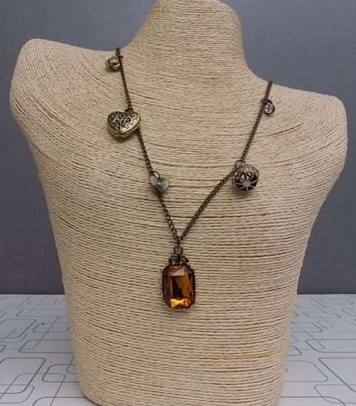Charming Orange With Golden Chain Adorable Necklace