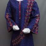 Beautiful Navy Blue Embroidered Lawn Cotton Kurti For Girls