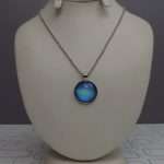 Attractive Metallic Blue Pendant For Girls With Silver Chain