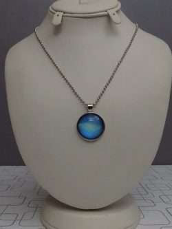 Attractive Metallic Blue Pendant For Girls With Silver Chain