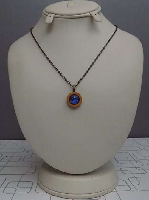 Cute And Decent Blue Pendant With Golden Chain