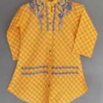 Cute & Decent Embroidery Yellow Kurti 4 Young Girls