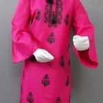 Attractive Embroidered Bright Pink Kurti 4 Young Girls