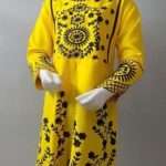 Stylish Black Embroidered Stitched Linen Kurti 4 Young Girls