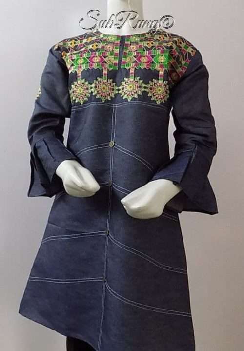 Multi-colour Embroidered Jeans Stitched Kurti 4 Baby & Young Girls