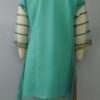 Party Wear Stitched Net Embroidered Kurti In Spring Green - Image 4
