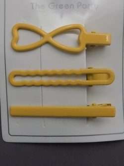 In All Yellow 3 Cute And Durable Hair Clips 4 Girls- 2.5″ Length