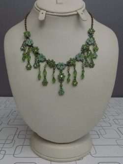 Artistic Green Colour Floral Designed Necklace 4 Girls