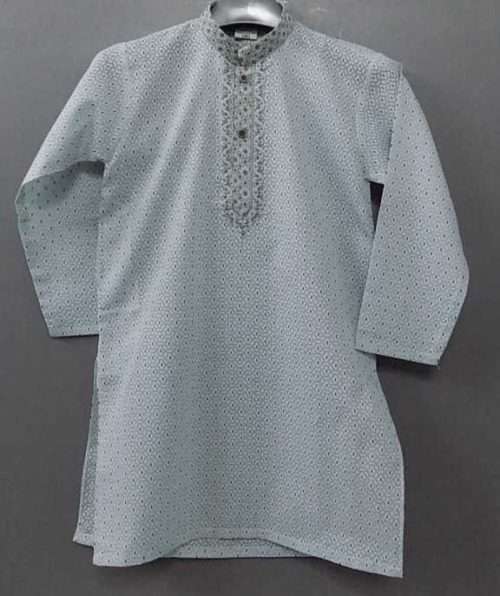 Cute Embroidered Cotton Kurta Pajama- Pigeon Blue 2-7 Year