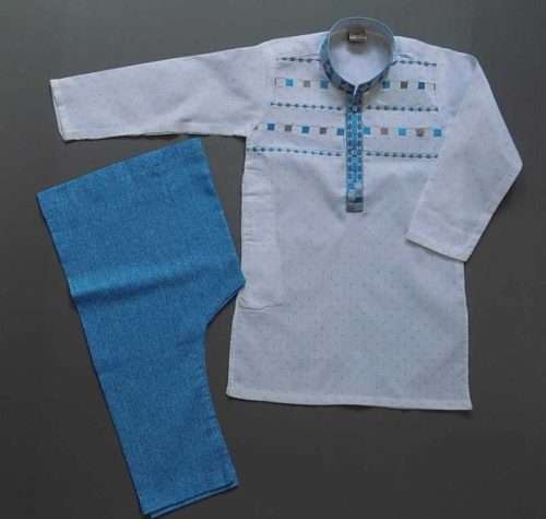 2 Colour Cute Cotton Kurta Pajama- Sky Blue 2-4 Year