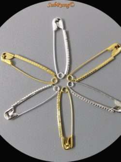 2 Inches Wide Set Of 6 Safety Pins In Golden n Silver Colors