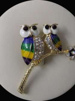 Mother Owl n Owlet Metallic Brooch In 3 Different Colours
