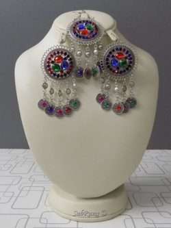 With Multi-Colour Beads In Silver Colour Earrings Set Plus Bindiya