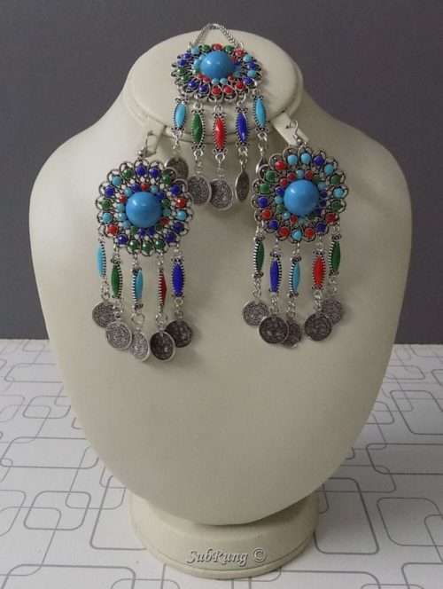 Blue Dominated Vibrant Beaded Earrings n Bindiya- Silver n Golden 1 Blue Dominated Vibrant Beaded Earrings n Bindiya- Silver n Golden . <a href="https://subrung.online/product-category/fashion/jewelry/for-ladies/" target="_blank" rel="noopener noreferrer">(More Ladies Jewelry)</a>