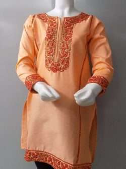 Perfect 4 Eid Or Party Embroidered Jacquard Peach Shirt