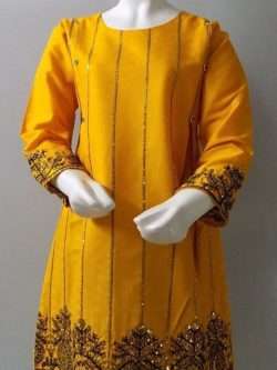 Want Something Special 4 This Eid- Jacquard Yellow Kurti
