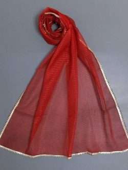 Beautiful Organza Dupatta For Ladies And Girls in Red Colour
