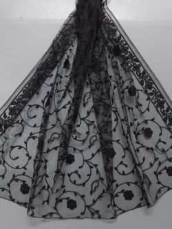 Elegant n Beautifully Embroidered Black Net Dupatta