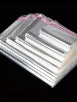 50 Qty Transparent Plastic BOPP Bags In 20 Different Sizes- Adhesive Sealing