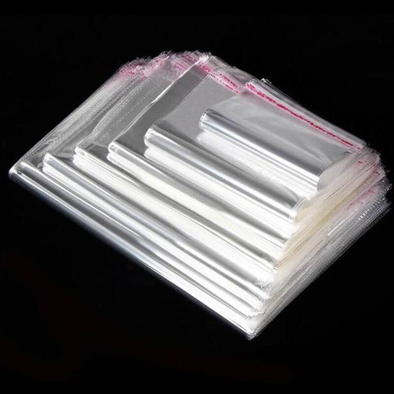 50 Qty Transparent Plastic BOPP Bags In 17 Different Sizes- Adhesive Sealing